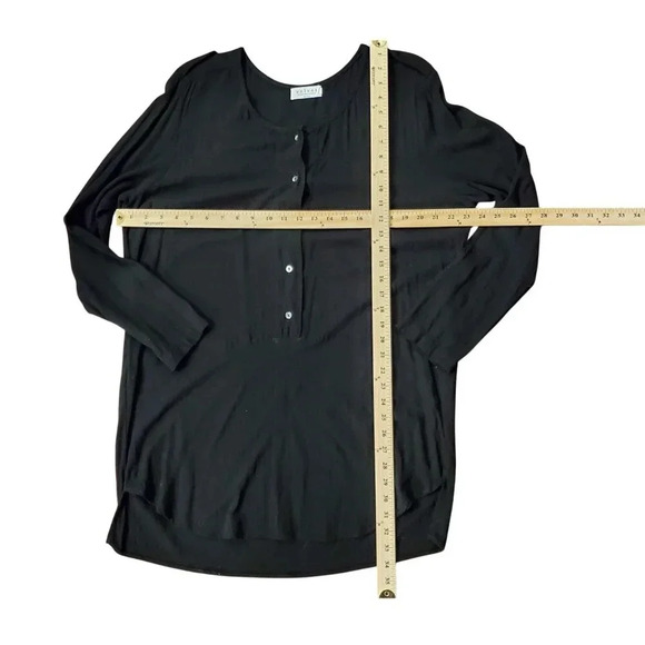 Velvet Black Button Front Hi Low Flowy Tunic Top Mini Dress L - Picture 12 of 16